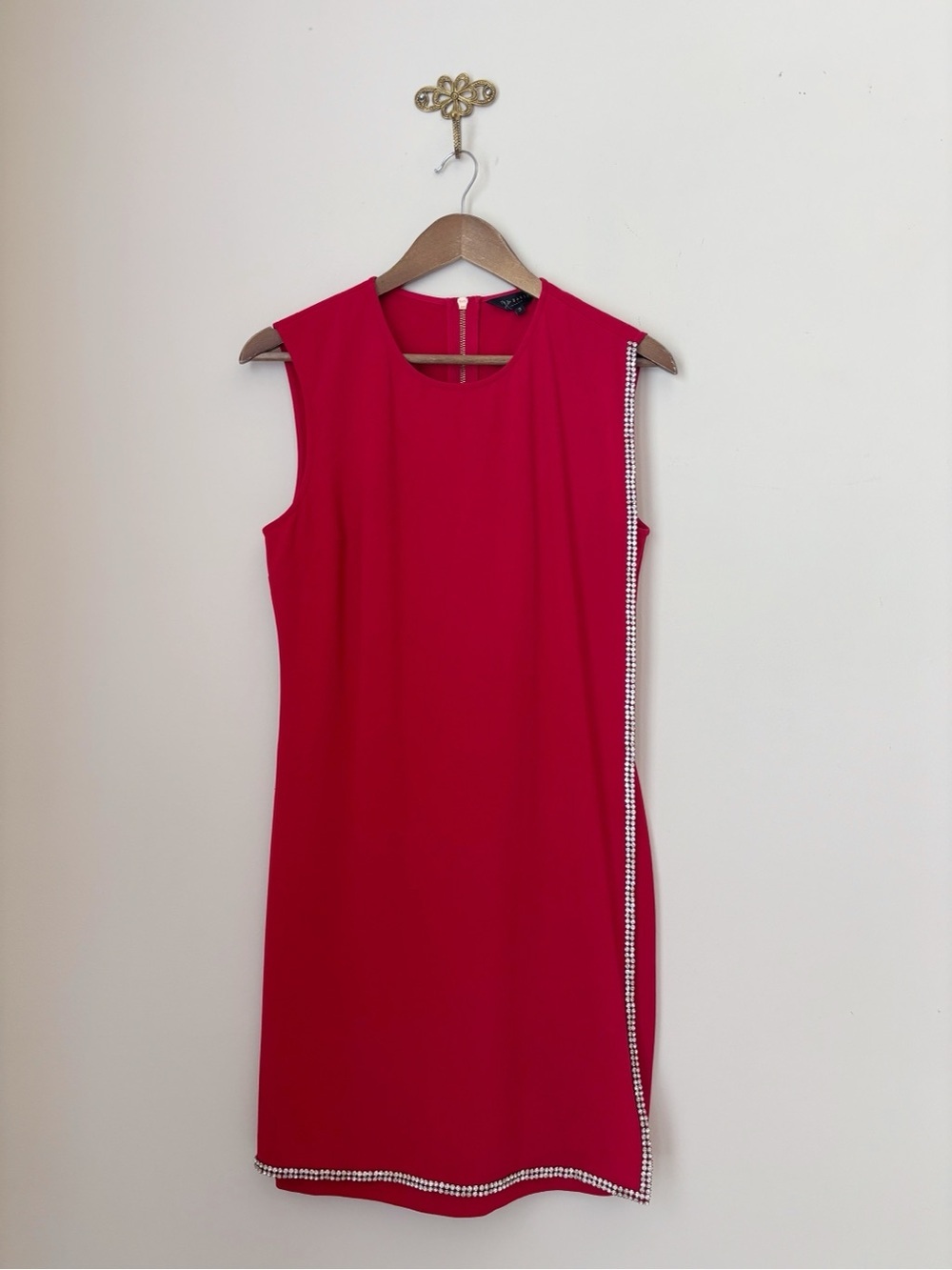 Ted Baker Red Jewel Embellished Layered Shift Dress Sz 3 US 8